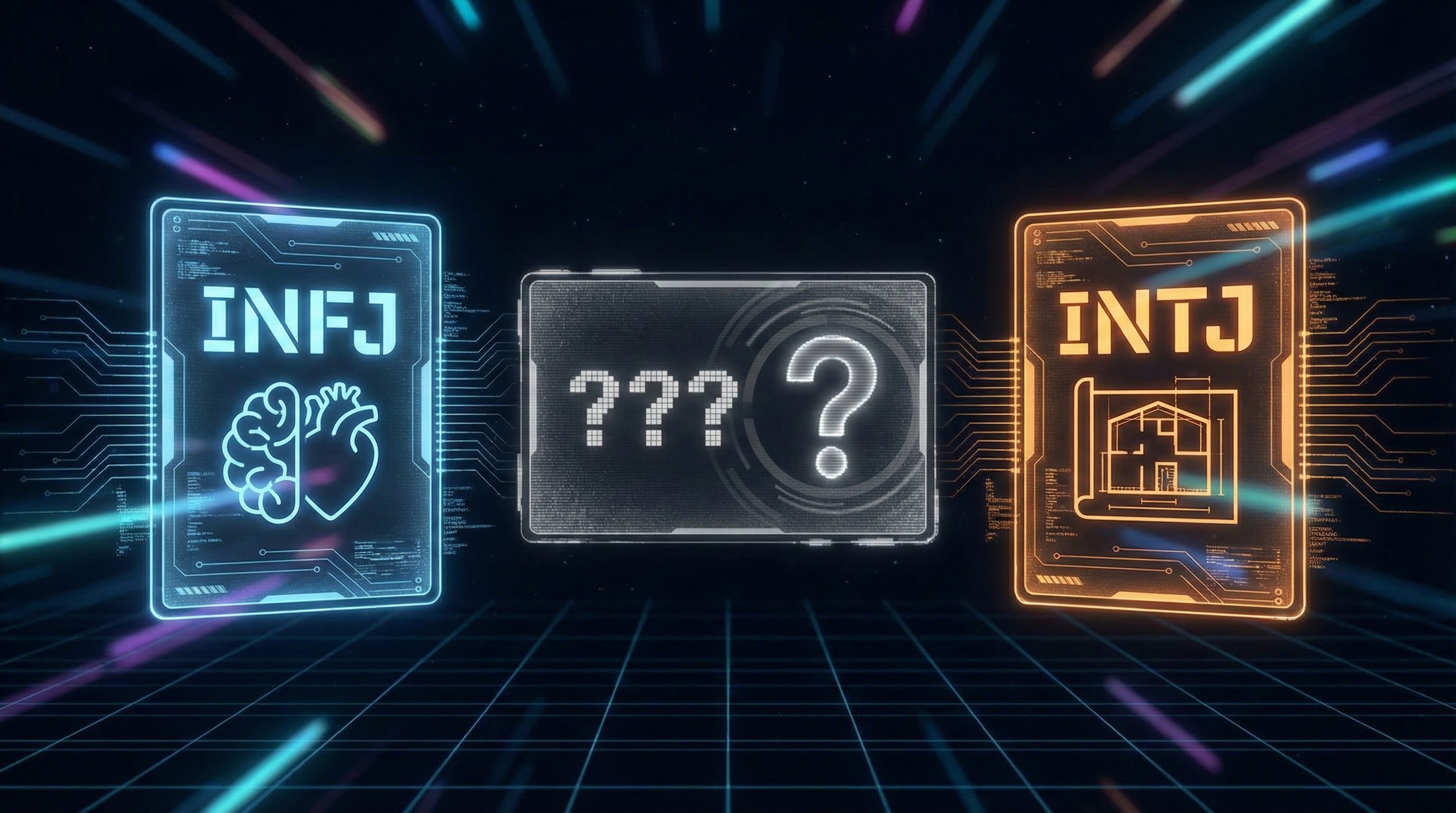 LLM MBTI Test Banner - INFJ, ???, INTJ